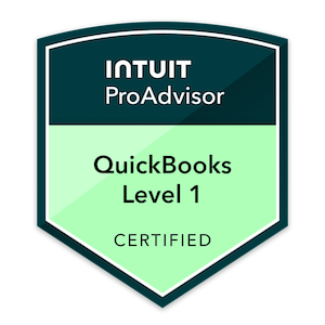 Intuit QuickBooks Level 1 Certified ProAdvisor badge